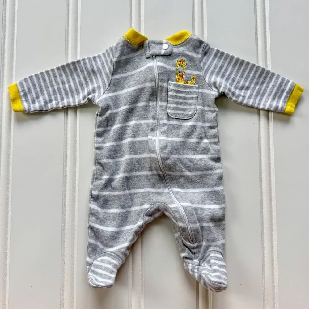 4/$10 - Garanimals Cotton Newborn Baby Giraffe Zip Up Footie